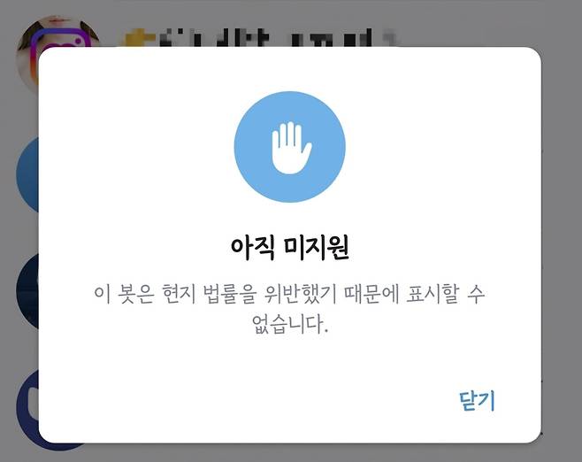 전 세계 이용자가 22만명이 넘는 한 텔레그램 딥페이크봇 대화방이 텔레그램 측 조치로 삭제돼 접속이 불가능한 모습. /텔레그램 캡처