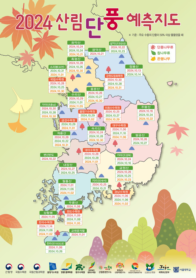 2024 산림단풍 예측지도. 산림청 제공