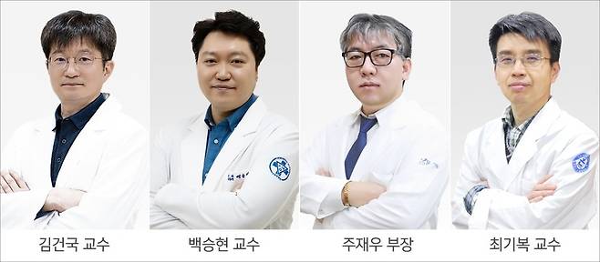 부산 온종합병원 소화기암수술센터 김건국교수, 외과 백승현 과장, 주재우 과장, 최기복 교수 / 사진 = 온종합병원 제공