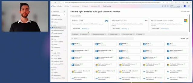 루카 스타마테스쿠 AI테크 스페셜리스트가 소개한 애저AI 스튜디오의 AI 카탈로그(이미지=마이크로소프트)