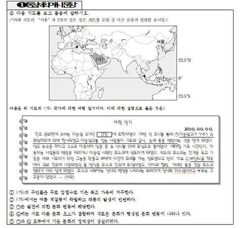 통합사회 예시문항.ⓒ교육부 제공