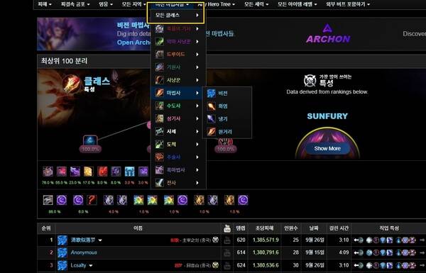 - 분류 탭에 들어가 자신이 보고자 하는 클래스를 눌러 설정하면 된다&nbsp;