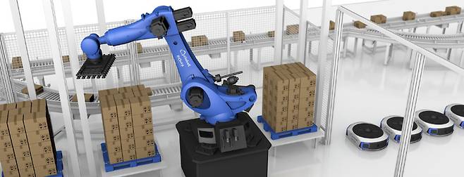 클로봇 물류로봇 시물레이션 모습. [클로봇 홈페이지 캡처]