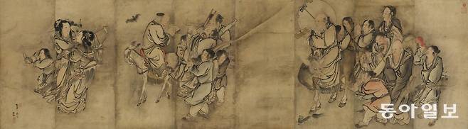 니콜라스 파티 개인전 DUST에 함께 전시된 김홍도의 군선도. 사진 호암미술관 제공