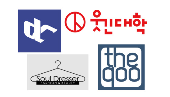 Logos of various online communities in Korea, clockwise from top left, DC Inside, Humor Univ, Theqoo and Soul Dresser [SCREEN CAPTURE]