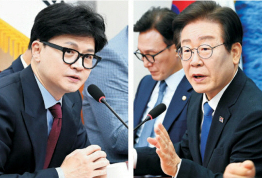 국민의힘 한동훈 대표(왼쪽)와 더불어민주당 이재명 대표. 사진=곽성호 기자