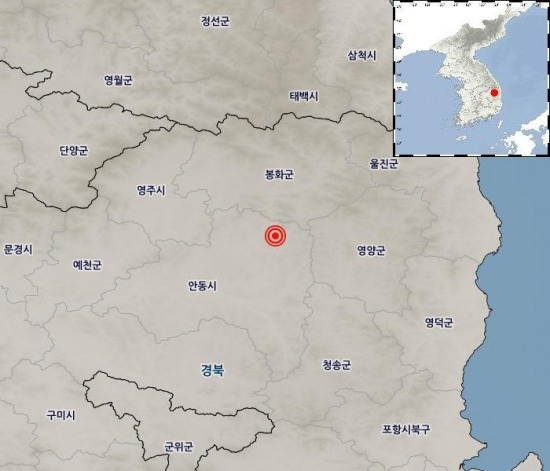 지진 발생위치.[상청 제공]