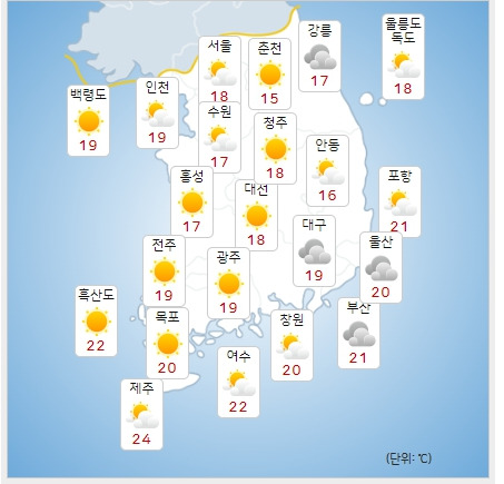 ⓒ기상청: 오늘(29일) 오전 전국날씨