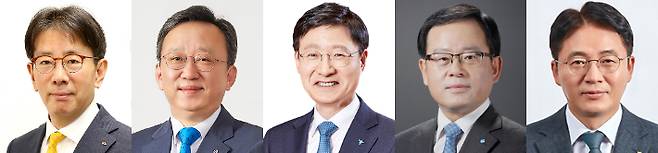 5대 은행장. (왼쪽부터) 이재근 KB국민은행장, 정상혁 신한은행장, 이승열 하나은행장, 조병규 우리은행장, 이석용 NH농협은행장. 연합뉴스