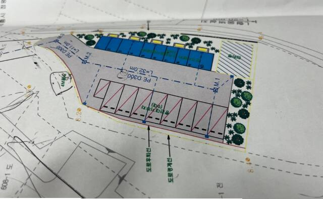 A씨가 개발제한구역 내 전기차 충전시설 신청을 위해 시에 제출한 도면. 김형수기자