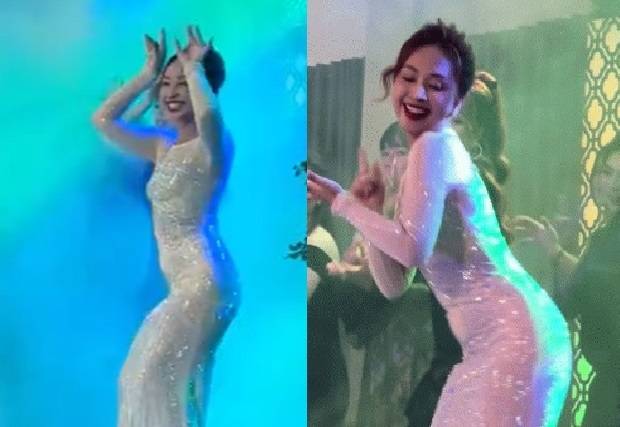 베트남의 한 결혼식장에서 춤을 추고 있는 여성이 화제다. [사진출처 =Docnhanh]