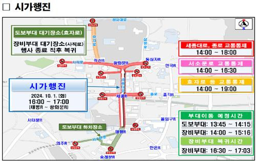 국군의날 세종대로 시가행진 교통통제. 사진 제공=서울경찰청