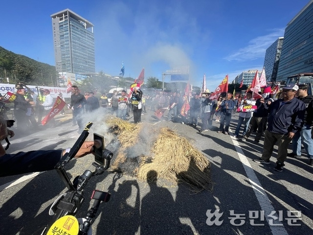 2일 전남도청 앞에서 전국농민회총연맹 광주전남연맹, 전국여성농민회총연합 광주전남연합, 전국쌀생산자협회 광주전남본부 소속 농민 160여명이 집회를 열고 벼멸구 피해의 자연재해 인정과 쌀값 안정화 대책을 촉구하고 있다. 이들은 결의문을 낭독한 이후 볏짚을 태우는 퍼포먼스를 펼쳤다. 이 과정에서 불을 진화하려는 경찰과 마찰을 빚기도 했다.