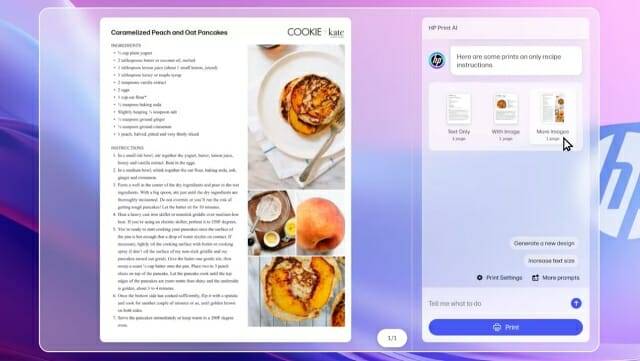 프린트 AI의 '퍼펙트 아웃풋' 기능으로 인쇄에 적합하게 재구성된 웹페이지 예시. (그림=HP)