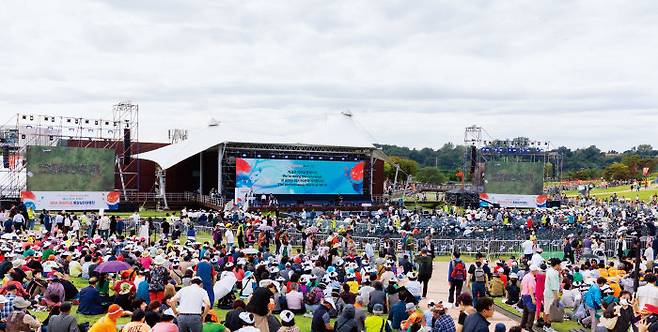 9월 28일 경기 파주시 임진각 평화누리공원에서 열린 ‘2024 코리안드림 통일실천대행진’에는 실향민 등 많은 시민이 참여했다. [이상윤]