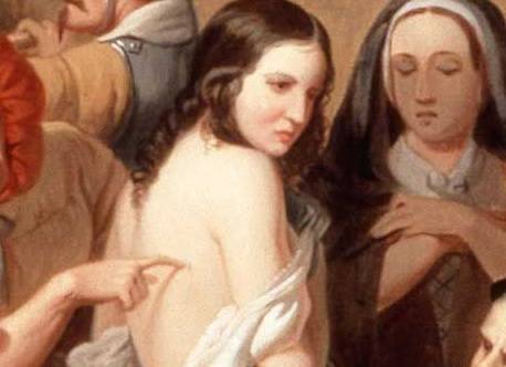 톰킨스 해리슨 매티슨, 마녀 검사(일부 확대), 1853, 캔버스에 유채, 97.8x137cm, 피바디 에섹스 박물관