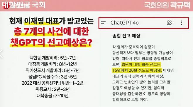 곽규택 국민의힘 의원이 8일 국회 법제사법위원회의 법무부 등에 대한 국정감사에서 공개한 PPT(프레젠테이션) 자료. (사진=국회 의사중계시스템 화면 캡처) *재판매 및 DB 금지