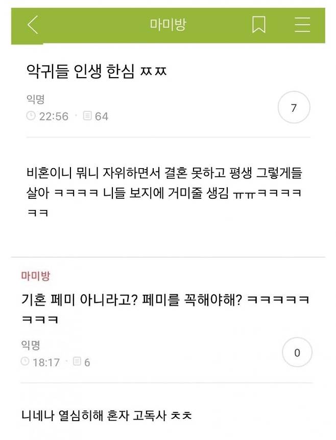 비혼 여시를 제일 잘 패는 집단