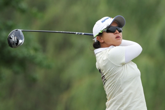 GOLF-CHN-LPGA - Kim Sei-young of South Korea plays a shot during the first round of the Shanghai LPGA golf tournament in Shanghai on October 10, 2024. (Photo by STRINGER / AFP) / China OUT    <Copyright (c) Yonhap News Agency prohibits its content from being redistributed or reprinted without consent, and forbids the content from being learned and used by artificial intelligence systems.>