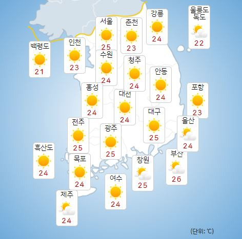 ⓒ기상청: 오늘(11일) 전국날씨