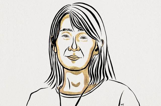 노벨상 수상자 초상화 작가 니클라스 엘메헤드가 그린 한국 작가 한강. 한강은 2024년 노벨문학상을 수상했다. 노벨재단 제공