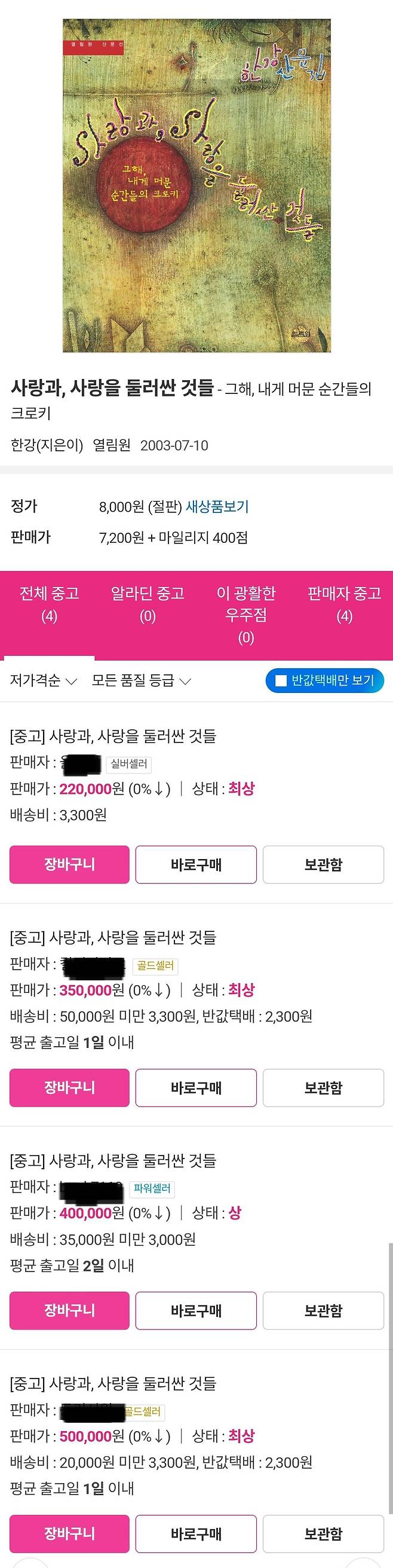 중고서점 한강 노벨문학상 특수 ㅋㅋ