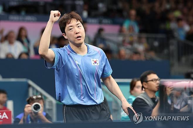 임종훈의 파리 올림픽 경기 장면 [연합뉴스 자료사진]