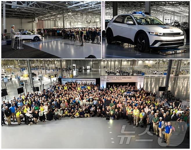 현대차그룹의 미국 조지아주 신공장 '메타플랜트 아메리카'(HMGMA)에서 열린 아이오닉 5 최초 생산 기념식.(호세 무뉴쇼 사장 SNS 갈무리)