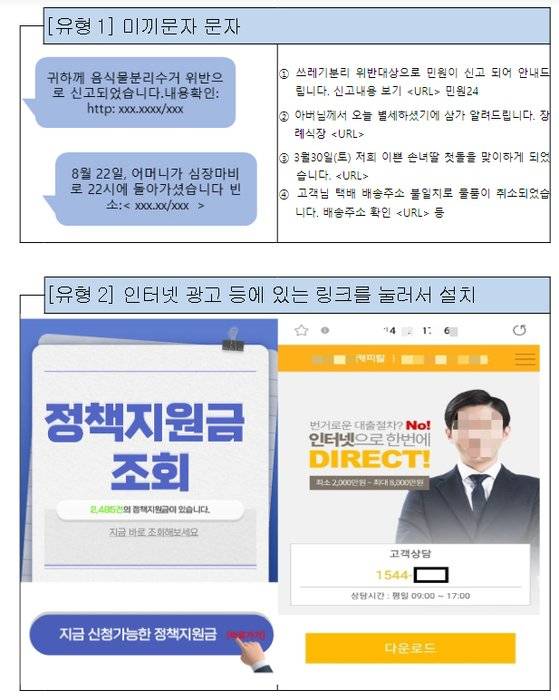 악성 앱이 설치되는 주요 경로. 과학기술정보통신부
