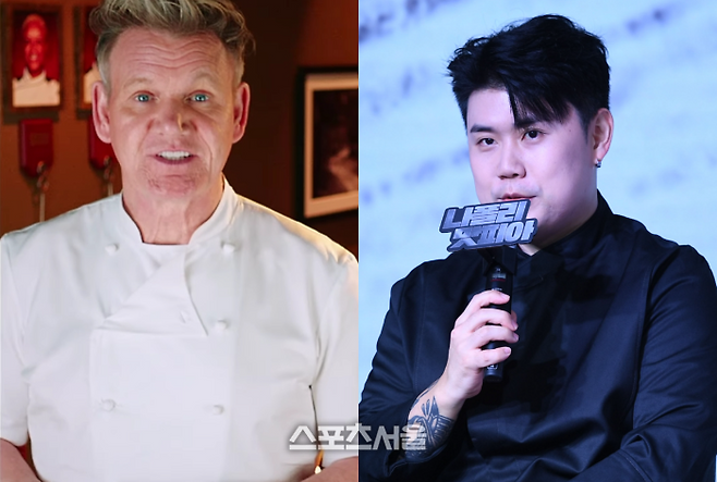 세계적인 셰프 고든 램지(왼쪽)와 넷플릭스 ‘흑백 요리사’ 우승자 권성준. 사진 | 고든램지 채널, 스포츠서울DB
