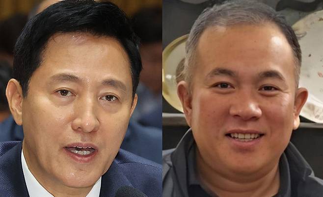 (왼쪽부터) 오세훈 서울시장. 뉴시스 명태균씨. 명태균씨 페이스북 갈무리