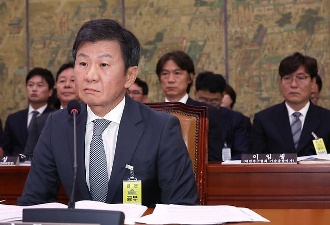 지난 9월 24일 국회에 출석한 축구협회 관련 인사들