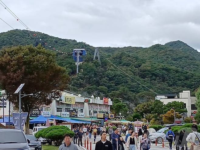 19일 오후 1시쯤 강원 원주시 간현관광지 입구 주변. 2024.10.19/뉴스1 신관호 기자