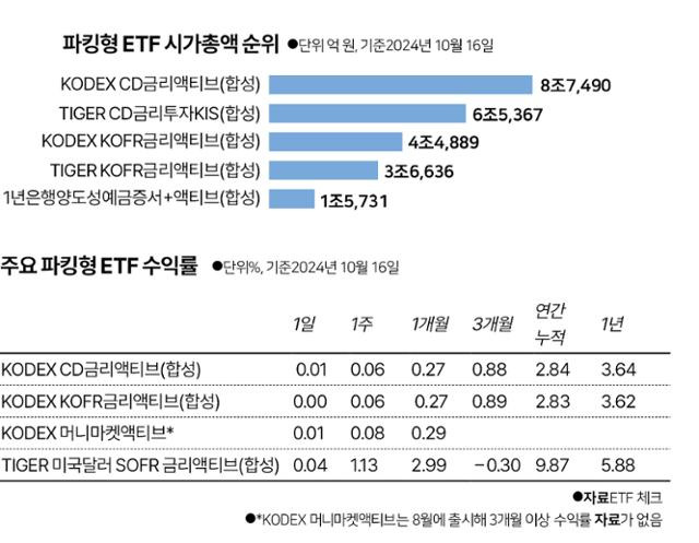 파킹형 ETF 시가총액 순위. 그래픽 =박구원 기자