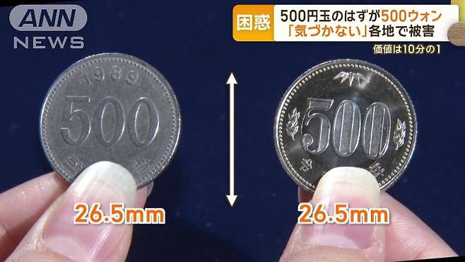 500원 동전과 500엔 동전 비교 [ANN 뉴스]