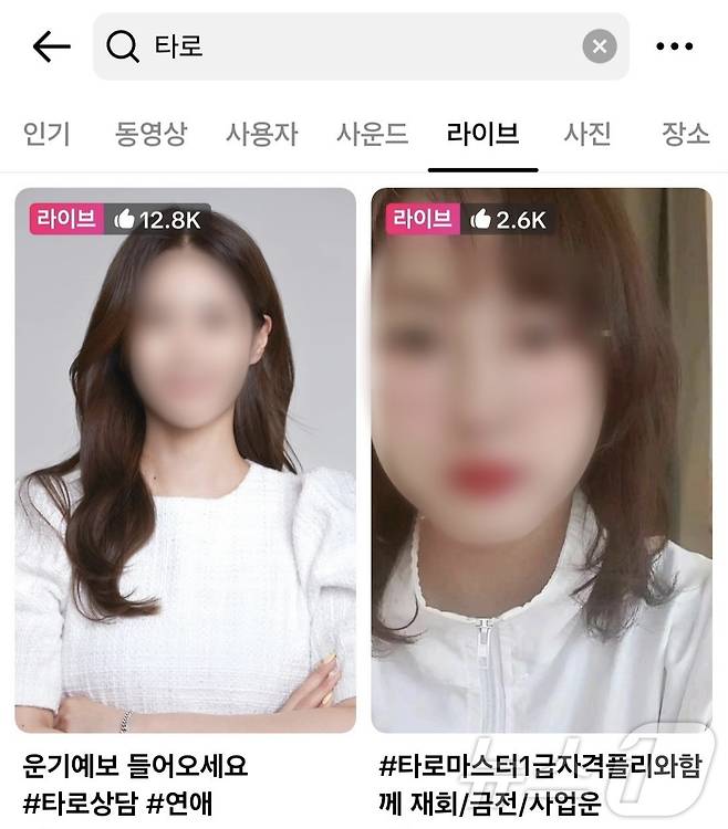 틱톡에서 타로 서비스를 제공하는 라이브 방송 목록 (틱톡 갈무리)