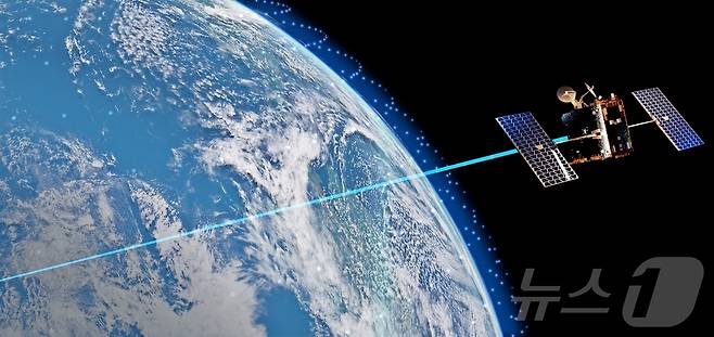 한화시스템 ‘저궤도 위성통신 네트워크’ 가상도.(한화시스템 제공)