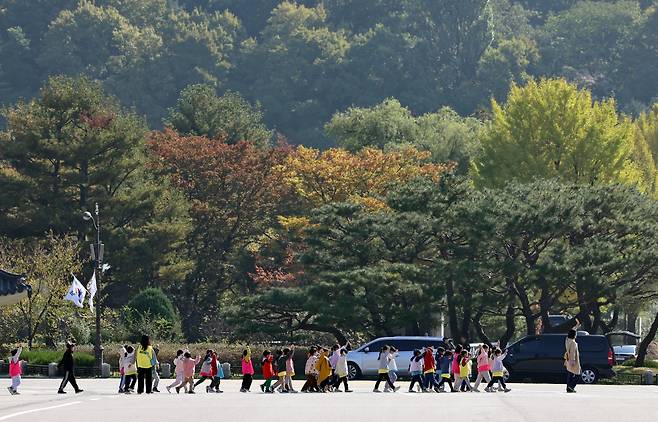 지난 24일 서울 동작구 국립서울현충원에서 어린이들이 소풍 나온 모습. /뉴스1