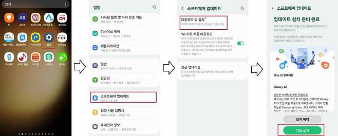 설정 앱의 소프트웨어 업데이트를 통해 One UI 6.1를 적용 / 출처=IT동아