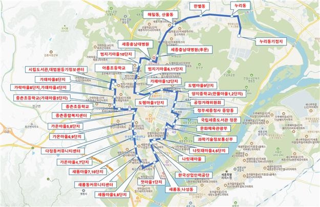 세종시 275번 시내버스 노선도 [세종시 제공. 재판매 및 DB 금지]