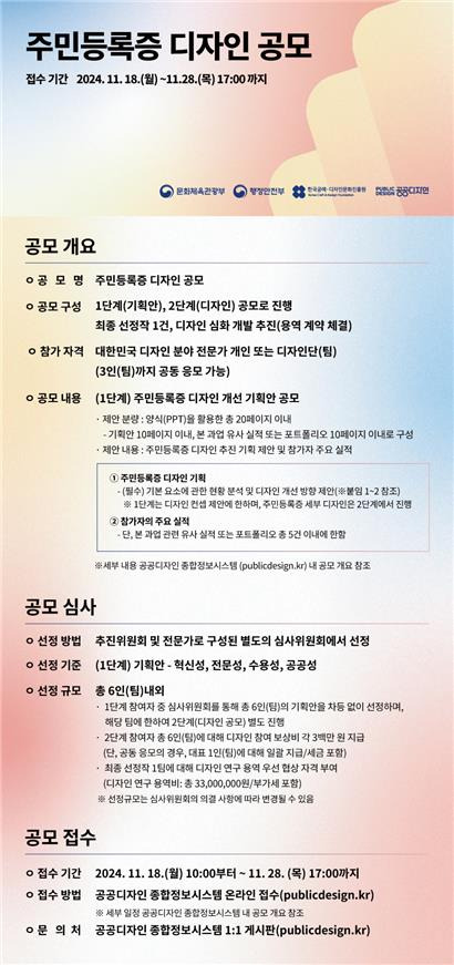 주민등록증 디자인 공모 포스터 [행안부 제공. 재판매 및 DB 금지]