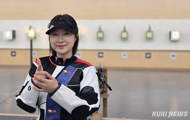 23일 대구체육고등학교 사격장에서 쿠키뉴스와 만난 반효진. 사진=김영건 기자