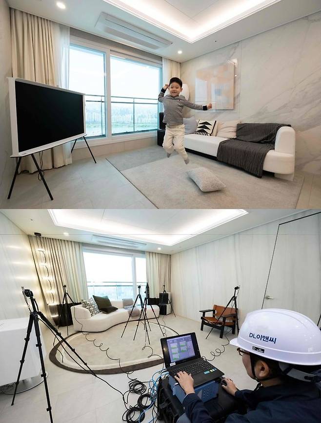 DL이앤씨의 직원이 서울의 한 아파트에서 층간소음을 측정하고 있다. <사진=DL이앤씨>