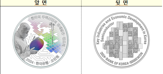 '한국의 주력산업과 경제발전' 기념 반도체 주화 그림. ⓒ한국은행