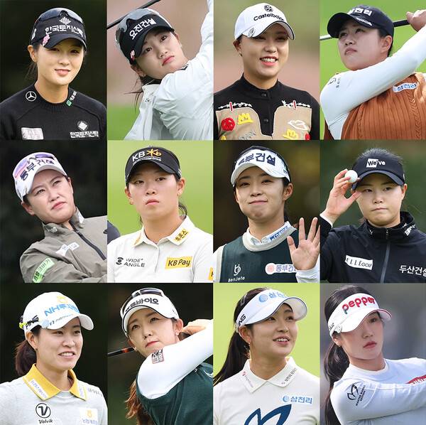 2024년 한국여자프로골프(KLPGA) 투어 에쓰오일 챔피언십에 출전한 박현경, 노승희, 문정민, 마다솜, 지한솔, 방신실, 김수지, 임희정, 박민지, 배소현, 유현조, 황정미 프로. 사진제공=KLPGA