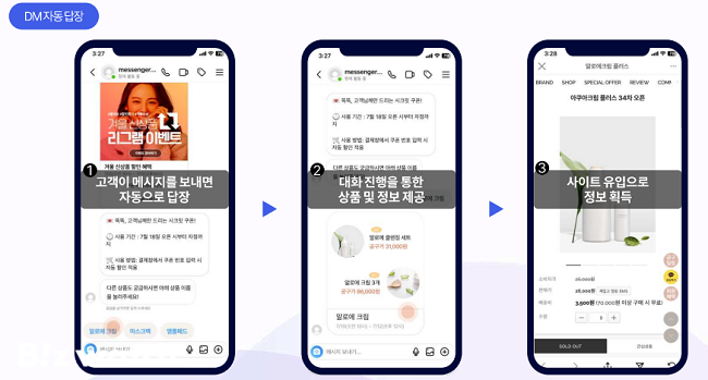 소셜비즈(Socialbiz)의 인스타그램 DM 자동답장 화면/자료=NHN데이터 제공
