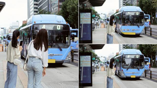 왼쪽은 원본. 오른쪽 위는 아이폰 ‘클린업’으로, 오른쪽 아래는 갤럭시 ‘생성형 편집’으로 행인 한 명을 사진에서 지워본 모습. 클립아트코리아