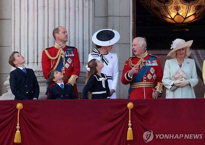 찰스 3세 국왕과 윌리엄 왕세자 가족 [UPI 연합뉴스 자료사진. 재판매 및 DB 금지]