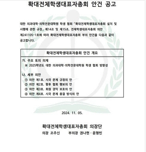 대한의과대학·의학전문대학원학생협회(의대협) 제공