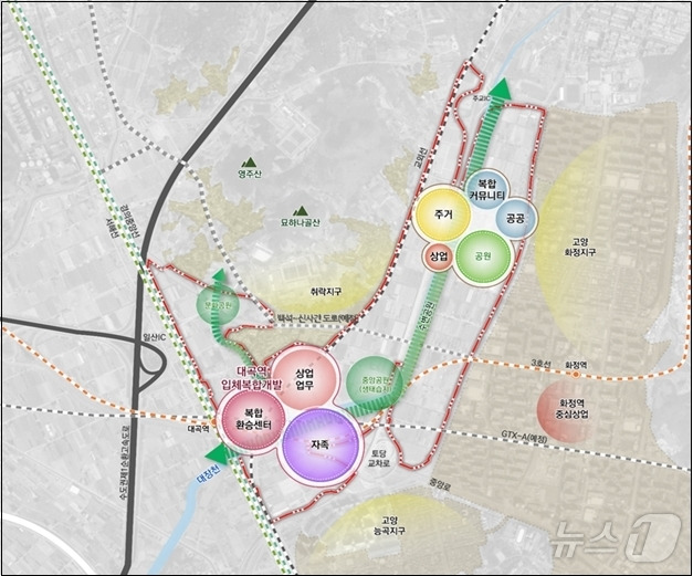 고양시 대곡 역세권 개발 구상안. 계획 수립 과정 변경 가능. (고양시 제공)